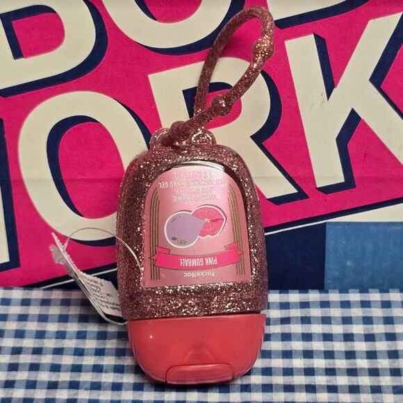 BBW Pink Glitter Rubber Pocketbac Holder & Pink Gumball Chew Make Happy Refill - Picture 2 of 2